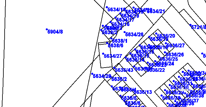 Parcela st. 5634/27 v KÚ Záběhlice, Katastrální mapa