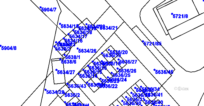 Parcela st. 5636/19 v KÚ Záběhlice, Katastrální mapa