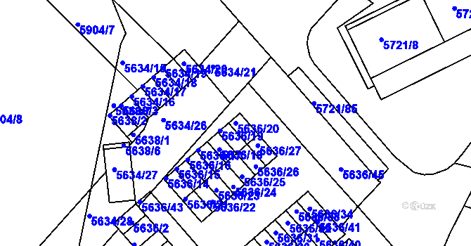 Parcela st. 5636/20 v KÚ Záběhlice, Katastrální mapa