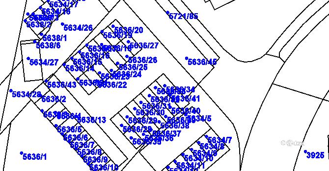 Parcela st. 5636/34 v KÚ Záběhlice, Katastrální mapa