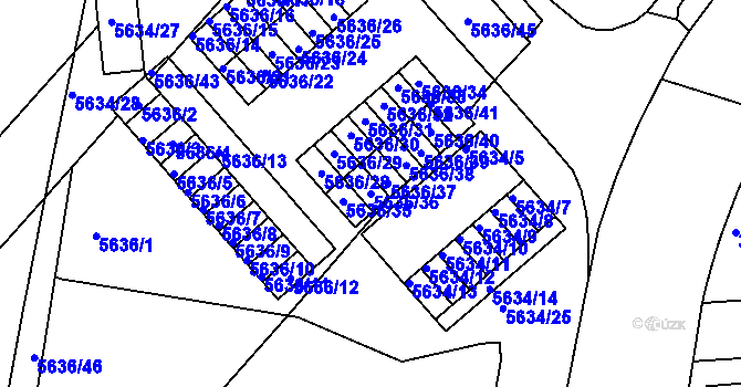 Parcela st. 5636/36 v KÚ Záběhlice, Katastrální mapa