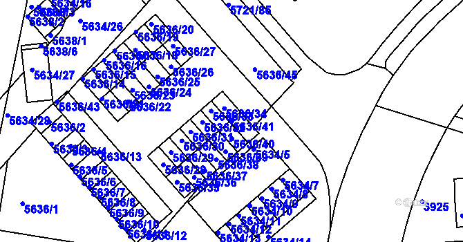 Parcela st. 5636/41 v KÚ Záběhlice, Katastrální mapa