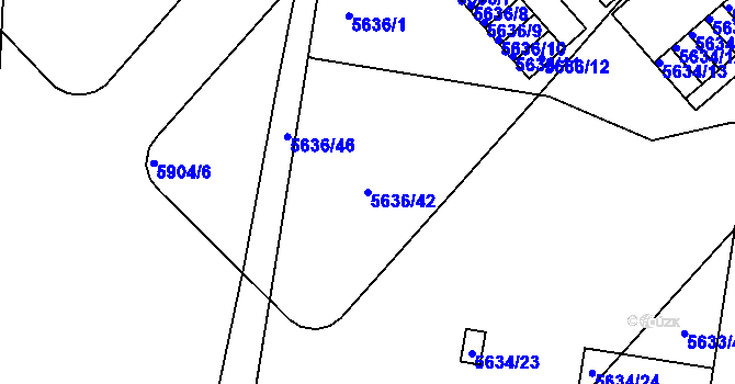 Parcela st. 5636/42 v KÚ Záběhlice, Katastrální mapa