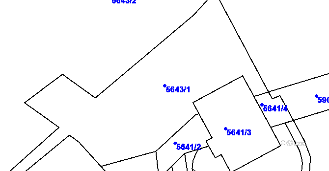 Parcela st. 5643/1 v KÚ Záběhlice, Katastrální mapa