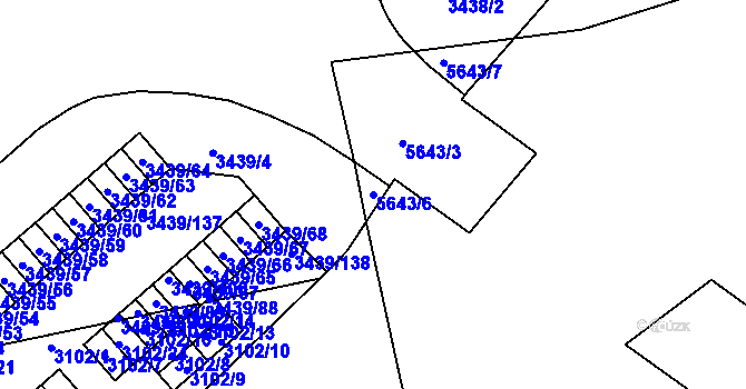 Parcela st. 5643/6 v KÚ Záběhlice, Katastrální mapa