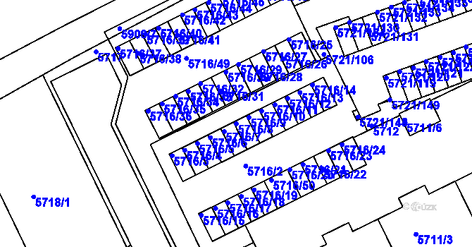 Parcela st. 5716/8 v KÚ Záběhlice, Katastrální mapa