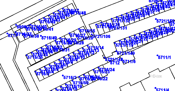 Parcela st. 5716/14 v KÚ Záběhlice, Katastrální mapa