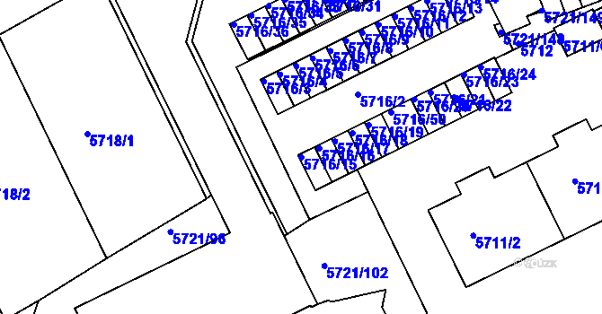 Parcela st. 5716/15 v KÚ Záběhlice, Katastrální mapa