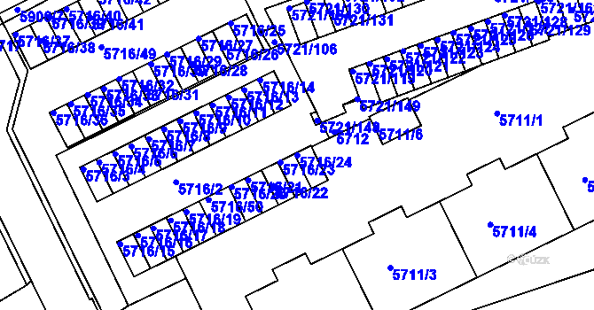 Parcela st. 5716/24 v KÚ Záběhlice, Katastrální mapa