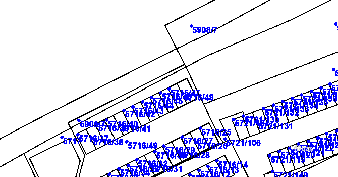 Parcela st. 5716/47 v KÚ Záběhlice, Katastrální mapa