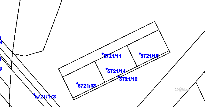 Parcela st. 5721/11 v KÚ Záběhlice, Katastrální mapa