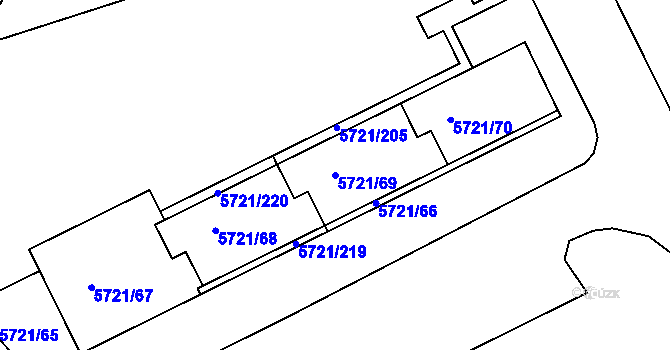 Parcela st. 5721/69 v KÚ Záběhlice, Katastrální mapa