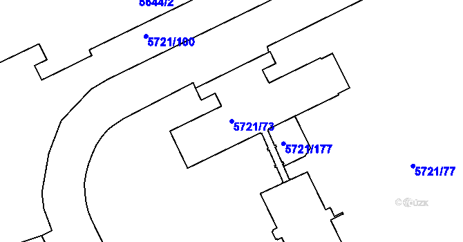 Parcela st. 5721/73 v KÚ Záběhlice, Katastrální mapa