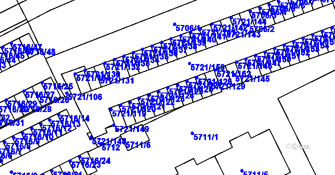 Parcela st. 5721/125 v KÚ Záběhlice, Katastrální mapa