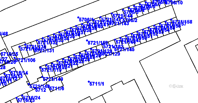 Parcela st. 5721/129 v KÚ Záběhlice, Katastrální mapa