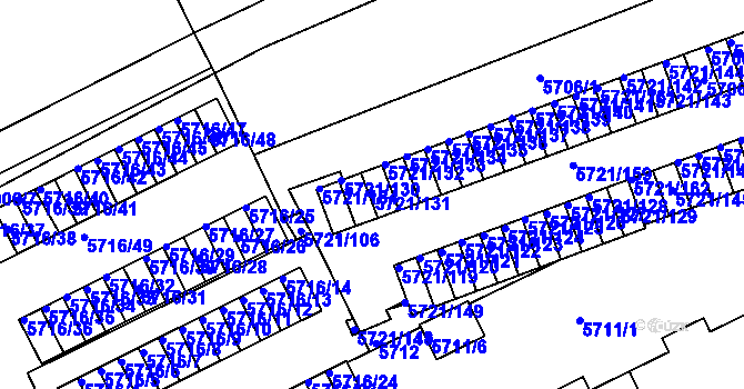 Parcela st. 5721/131 v KÚ Záběhlice, Katastrální mapa