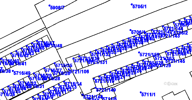 Parcela st. 5721/133 v KÚ Záběhlice, Katastrální mapa