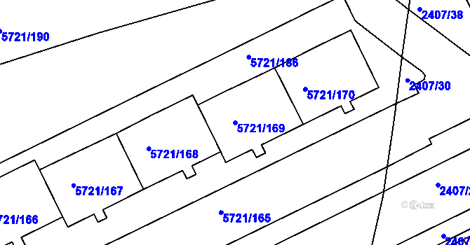 Parcela st. 5721/169 v KÚ Záběhlice, Katastrální mapa