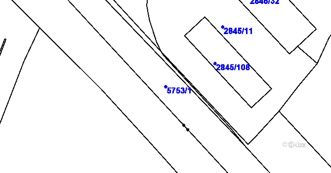 Parcela st. 5753/1 v KÚ Záběhlice, Katastrální mapa