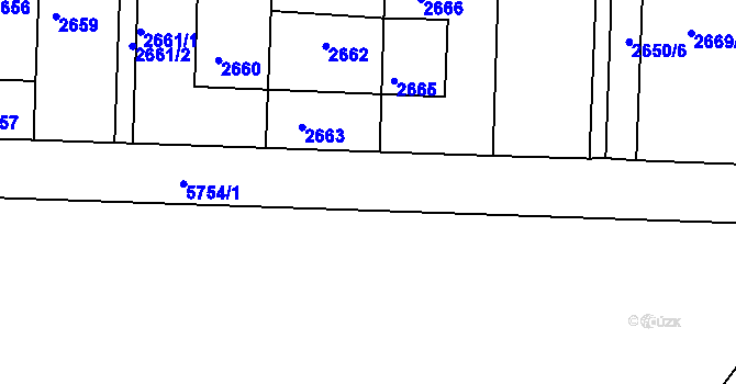 Parcela st. 5754/1 v KÚ Záběhlice, Katastrální mapa