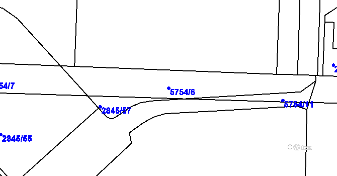 Parcela st. 5754/6 v KÚ Záběhlice, Katastrální mapa