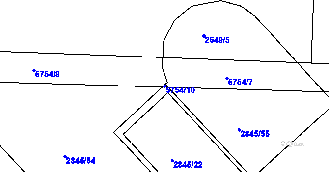 Parcela st. 5754/10 v KÚ Záběhlice, Katastrální mapa