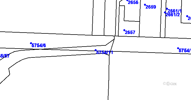 Parcela st. 5754/11 v KÚ Záběhlice, Katastrální mapa
