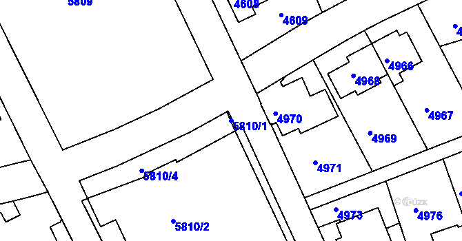 Parcela st. 5810/1 v KÚ Záběhlice, Katastrální mapa