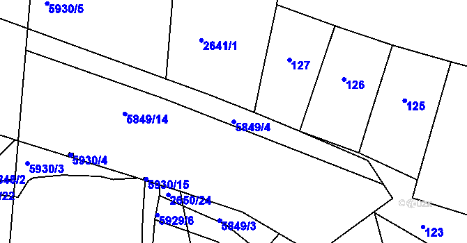 Parcela st. 5849/4 v KÚ Záběhlice, Katastrální mapa