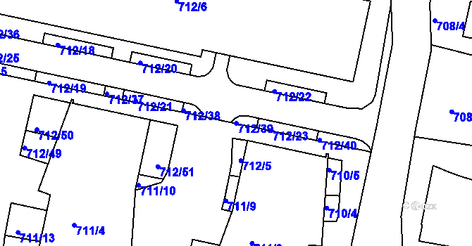 Parcela st. 712/39 v KÚ Záběhlice, Katastrální mapa