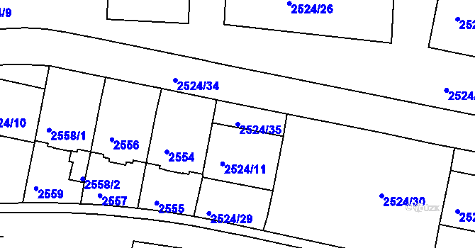 Parcela st. 2524/35 v KÚ Záběhlice, Katastrální mapa