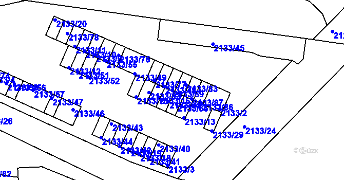 Parcela st. 2133/69 v KÚ Záběhlice, Katastrální mapa
