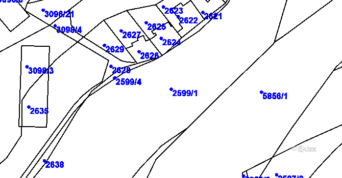 Parcela st. 2599/1 v KÚ Záběhlice, Katastrální mapa