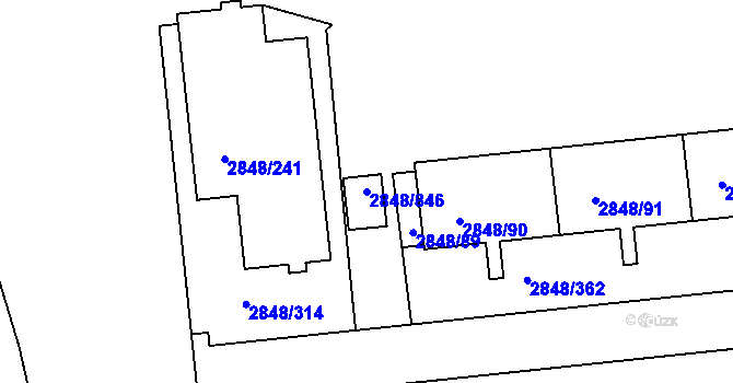 Parcela st. 2848/846 v KÚ Záběhlice, Katastrální mapa