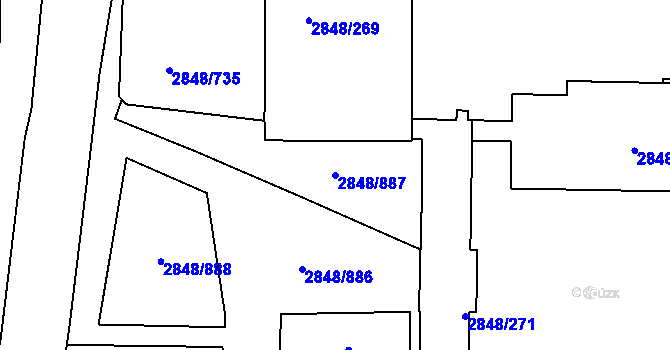 Parcela st. 2848/887 v KÚ Záběhlice, Katastrální mapa