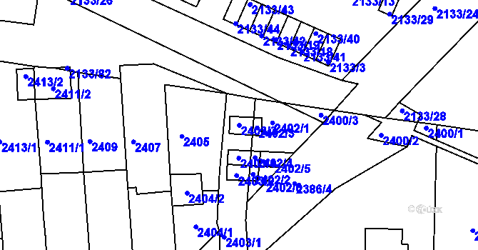 Parcela st. 2403/3 v KÚ Záběhlice, Katastrální mapa