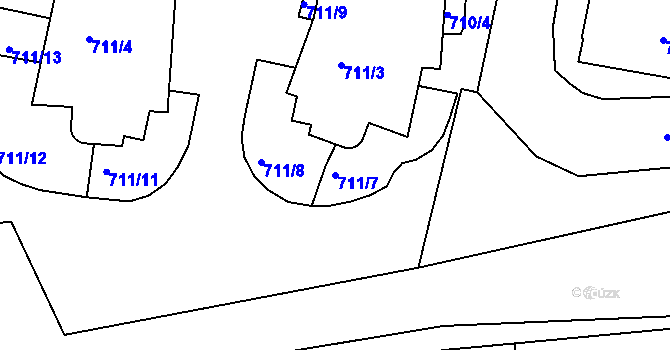 Parcela st. 711/7 v KÚ Záběhlice, Katastrální mapa