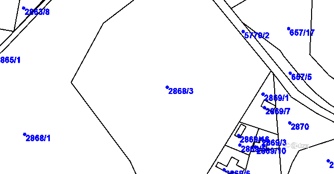 Parcela st. 2868/3 v KÚ Záběhlice, Katastrální mapa