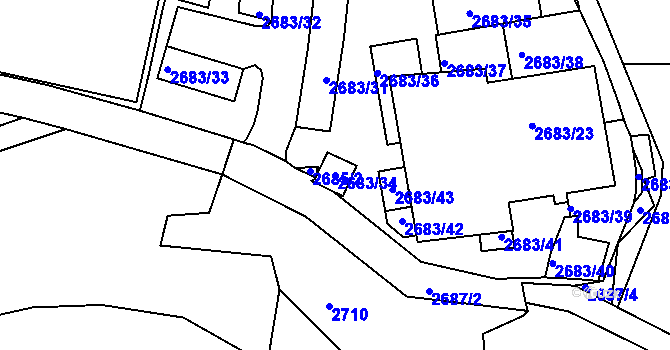 Parcela st. 2683/34 v KÚ Záběhlice, Katastrální mapa