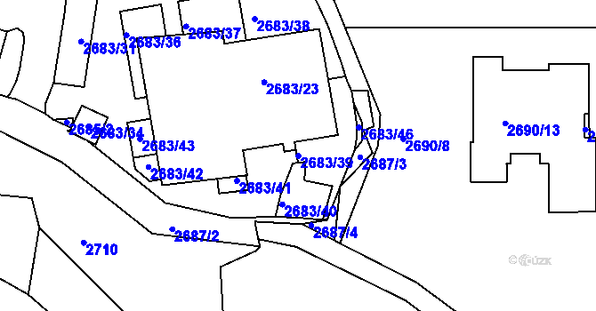 Parcela st. 2683/39 v KÚ Záběhlice, Katastrální mapa