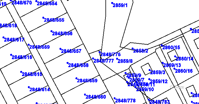 Parcela st. 2848/776 v KÚ Záběhlice, Katastrální mapa