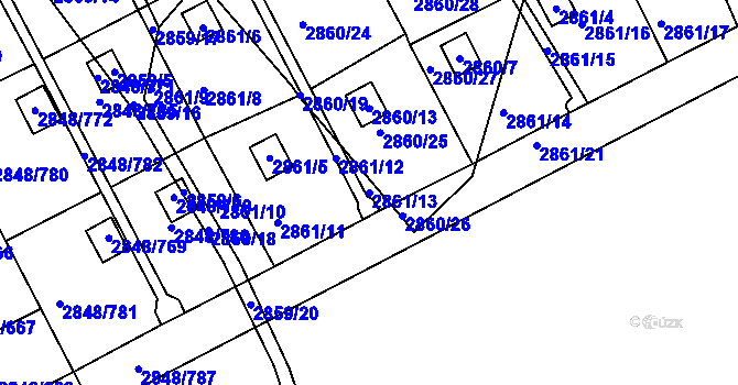 Parcela st. 2861/13 v KÚ Záběhlice, Katastrální mapa
