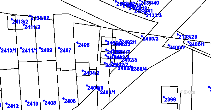 Parcela st. 2403/4 v KÚ Záběhlice, Katastrální mapa