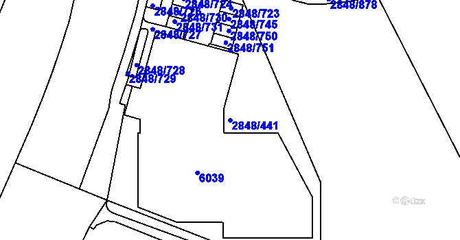 Parcela st. 2848/441 v KÚ Záběhlice, Katastrální mapa