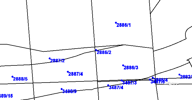 Parcela st. 2886/2 v KÚ Záběhlice, Katastrální mapa