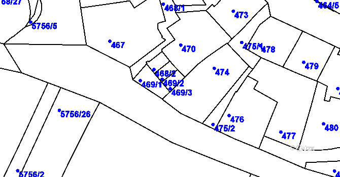 Parcela st. 469/3 v KÚ Záběhlice, Katastrální mapa