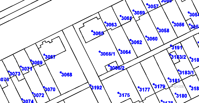 Parcela st. 3066/1 v KÚ Záběhlice, Katastrální mapa