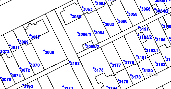 Parcela st. 3066/2 v KÚ Záběhlice, Katastrální mapa