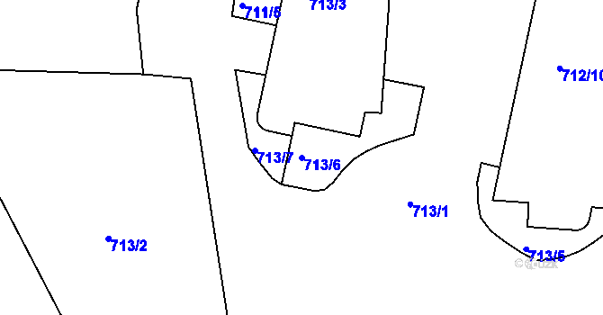 Parcela st. 713/6 v KÚ Záběhlice, Katastrální mapa
