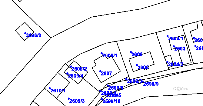 Parcela st. 2608/1 v KÚ Záběhlice, Katastrální mapa